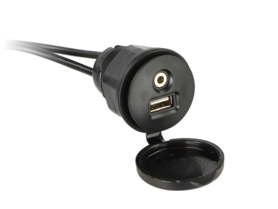 USB/AUX Einbaubuchse USB-A/Klinke spritzwassergeschützt