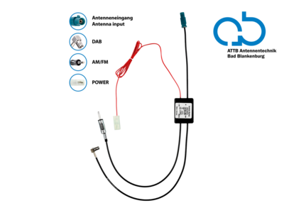 Antennensplitter AM/FM DAB+ Fakra(m)>DIN(m)/SMB(f) passiv