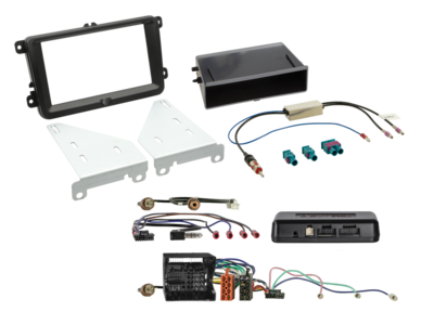 2-DIN Kit mit Fach Skoda/VW schwarz 52Pin i-dapter