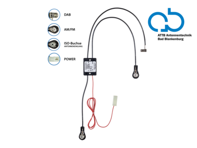 Antennensplitter AM/FM DAB+ ISO(f)>ISO(m)/SMB(f) verstärkt