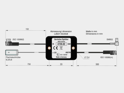 Antennensplitter AM/FM DAB+ ISO(f)>ISO(m)/SMB(f) verstärkt