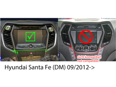2-DIN RB mit Fach Hyundai Santa Fe > schwarz