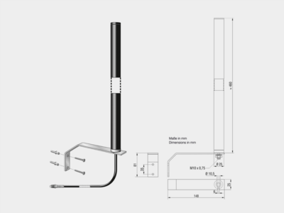 Anbauantenne DAB+ 0° Stabneigung FME(f) Winkelhalter