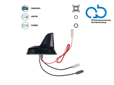 Dachantenne AM/FM DAB+ Shark 12V extern/phantom