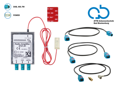 Antennensplitter AM/FM DAB+ Fakra(m)>Fakra(f)/SMA(m)/SMB(f)