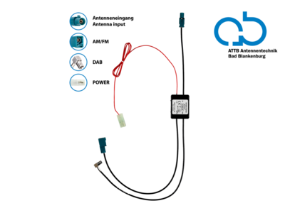 Antennensplitter AM/FM DAB+ Fakra>Fakra(f)/SMB(f) verstärkt