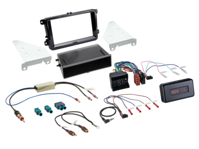 2-DIN Kit mit Fach Skoda/VW Klavierlack 40Pin i-dapter