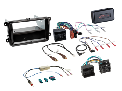 2-DIN Kit mit Fach Skoda/VW Klavierlack 40Pin/52Pin i-dapter