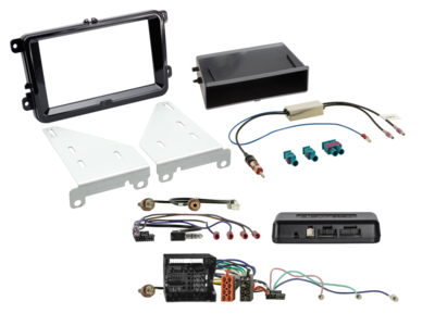 2-DIN Kit mit Fach Skoda/VW Klavierlack 52Pin i-dapter