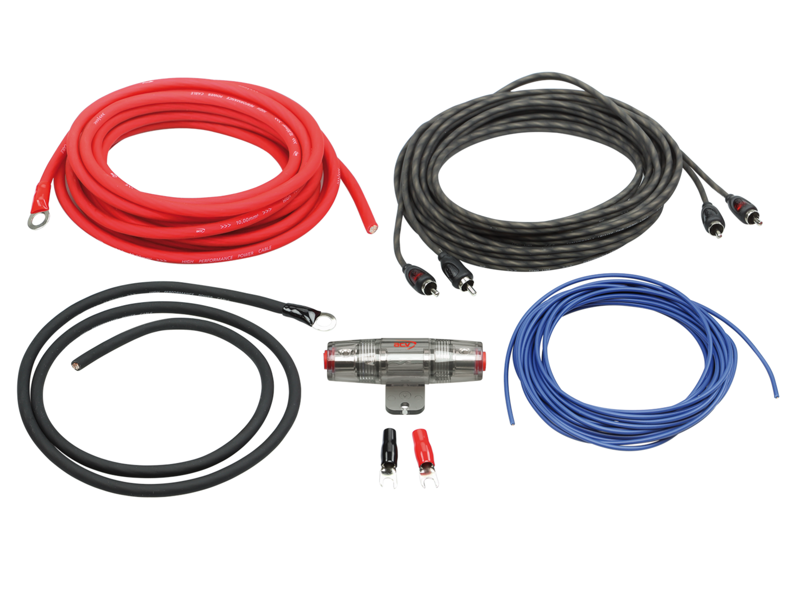 Kabel Kit Endstufe Strom 5m 10mm² / 5m Cinch / 40A AGU
