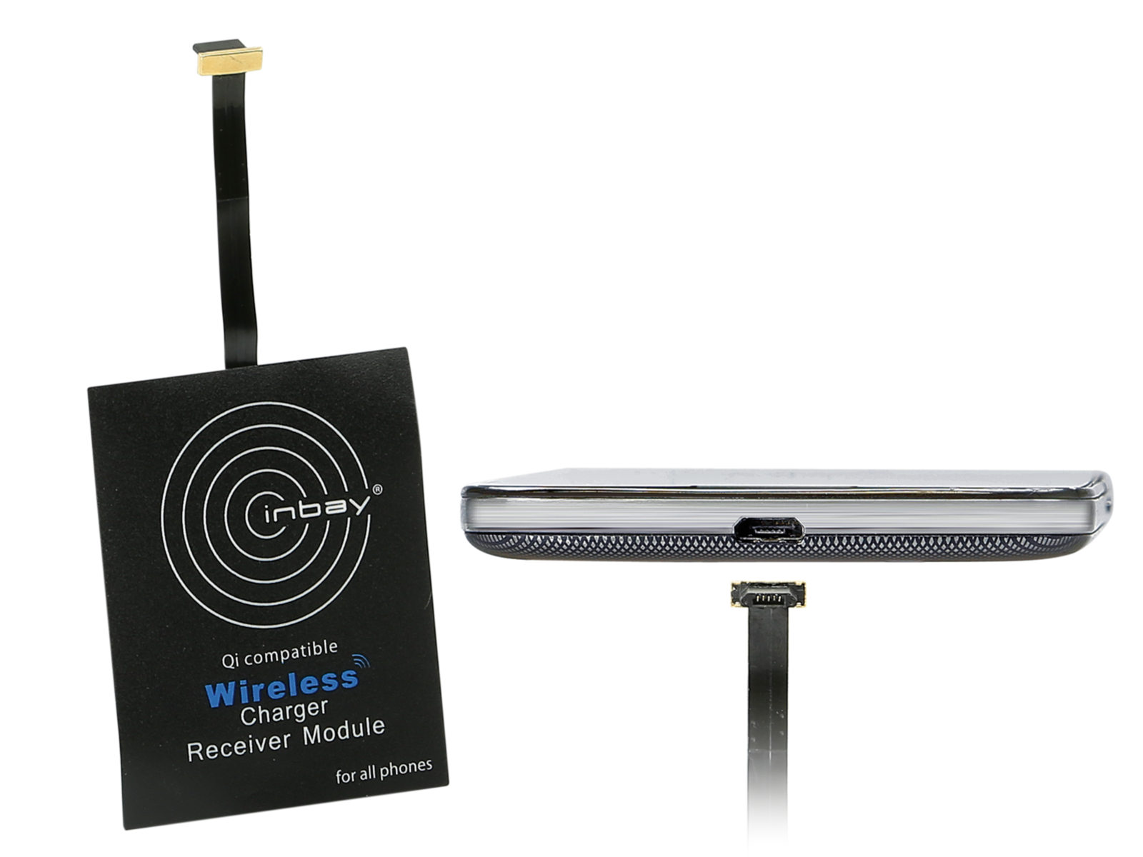 INBAY® universal induktiver Qi-Ladeempfänger USB oben