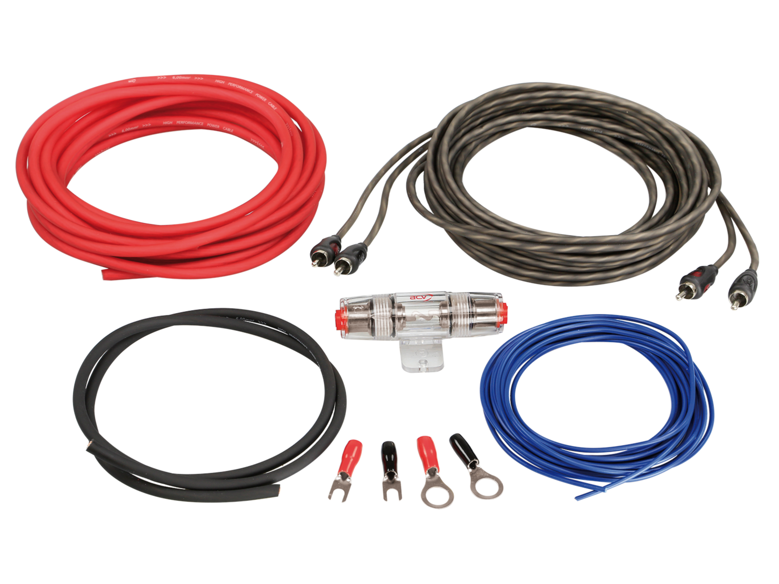 Kabel Kit Endstufe Strom 5m 6mm² / 5m Cinch / 30A AGU