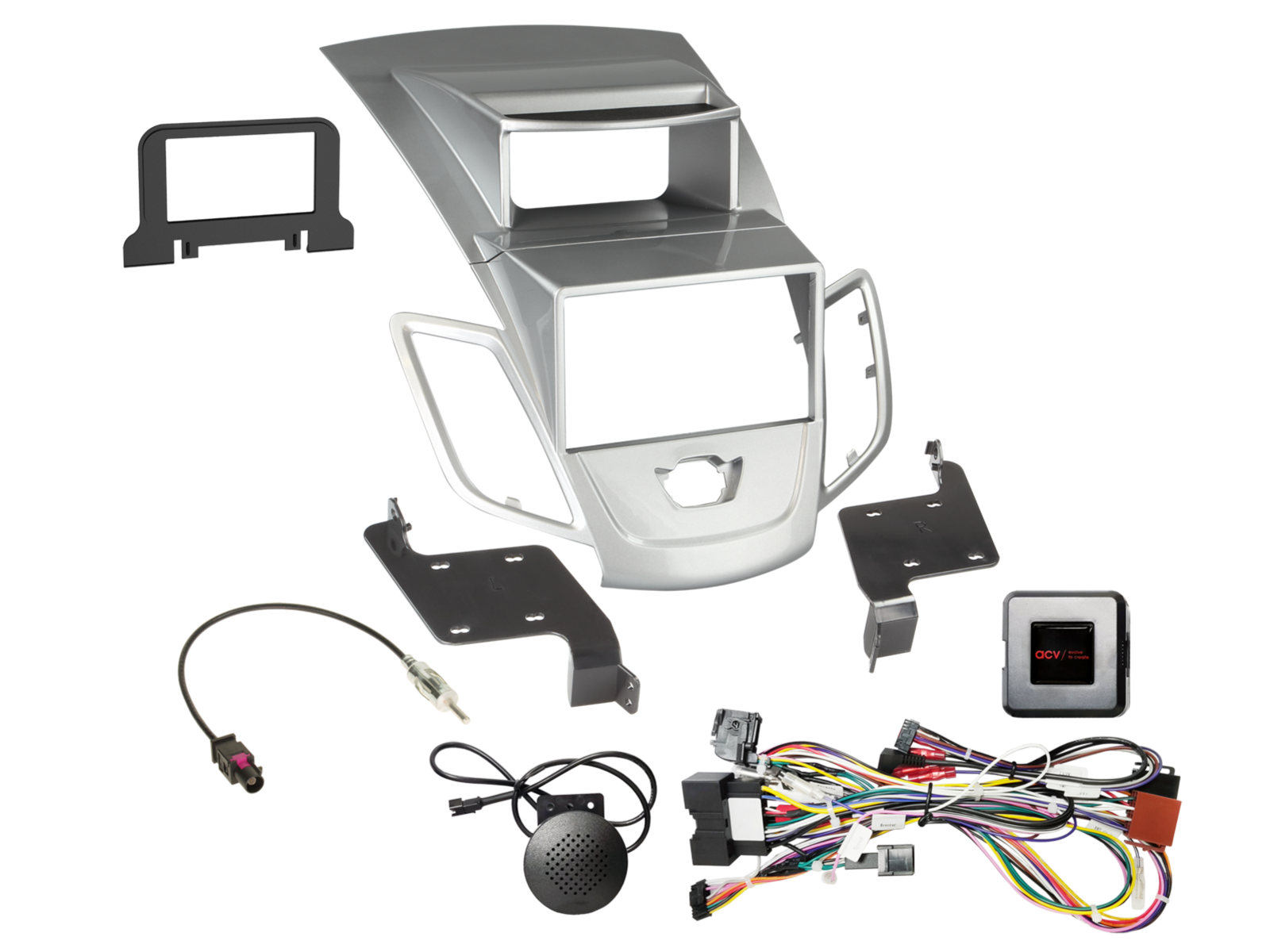 2-DIN Kit Ford Fiesta 06/2010-09/2012 2 silber LFB/Antenne