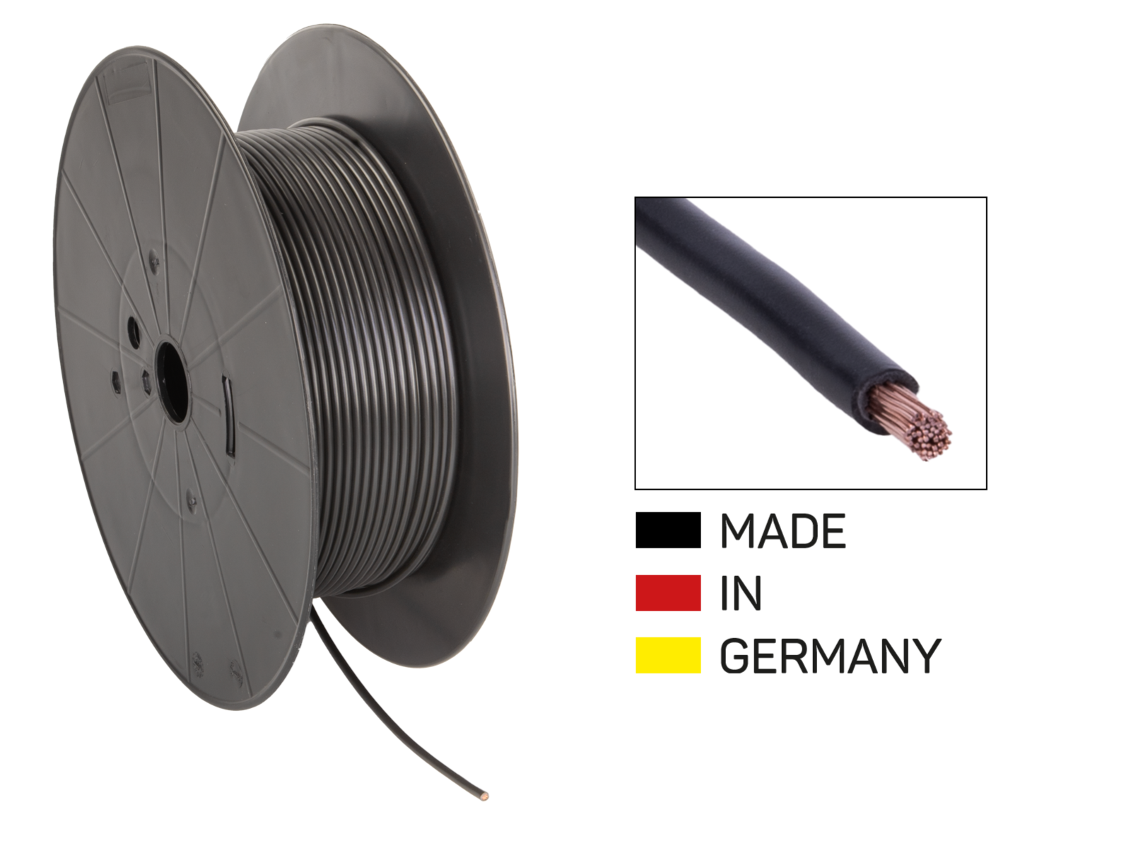 Stromkabel FLY 4,00 mm² schwarz Spule 100 m