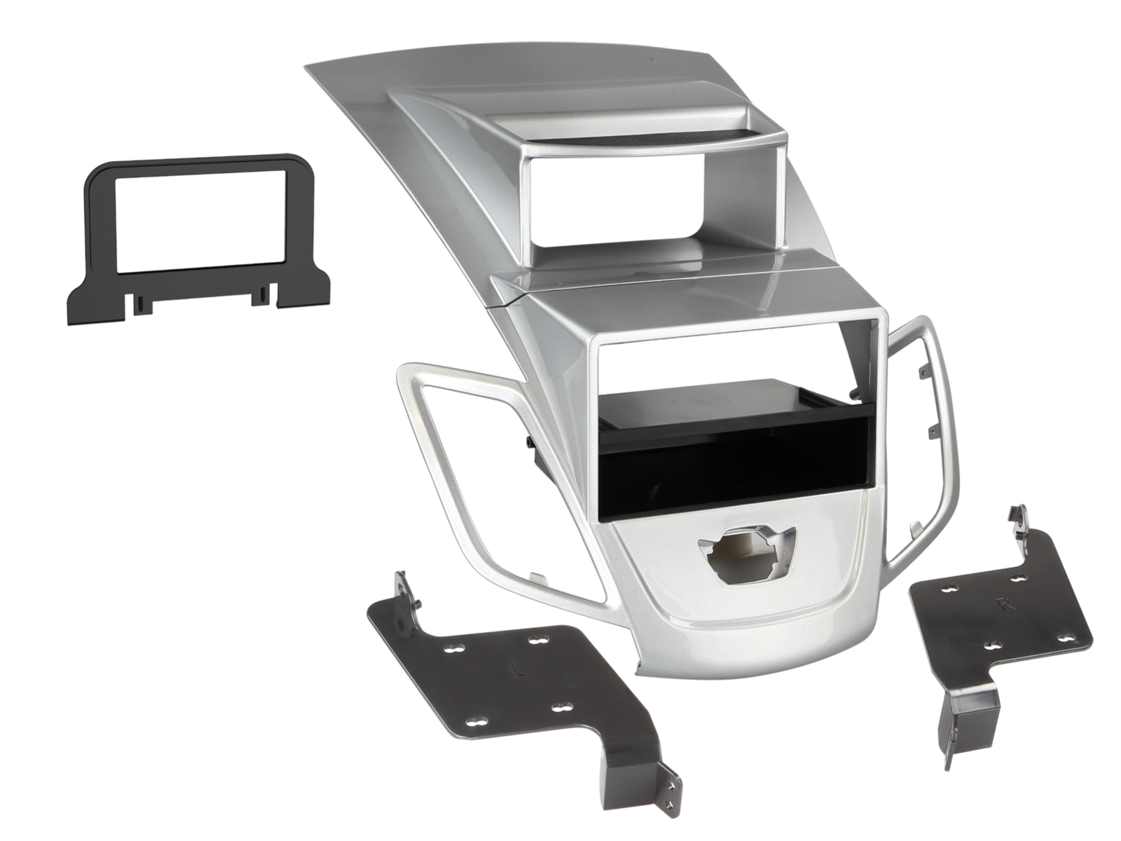 2-DIN Radioblende mit Fach Ford Fiesta mit Display silber