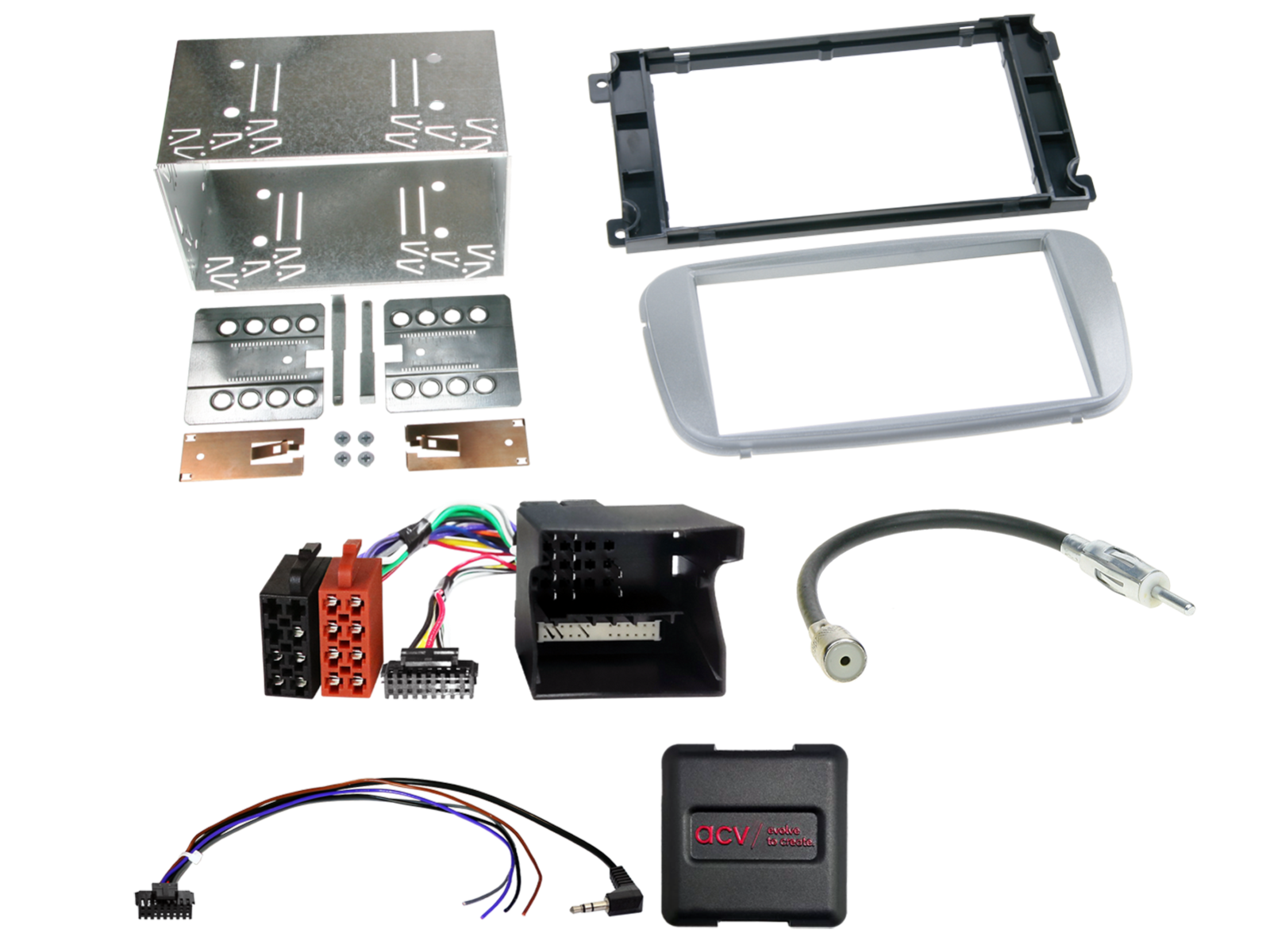 2-DIN Kit Ford diverse Fahrzeuge silber LFB/analog/Antenne