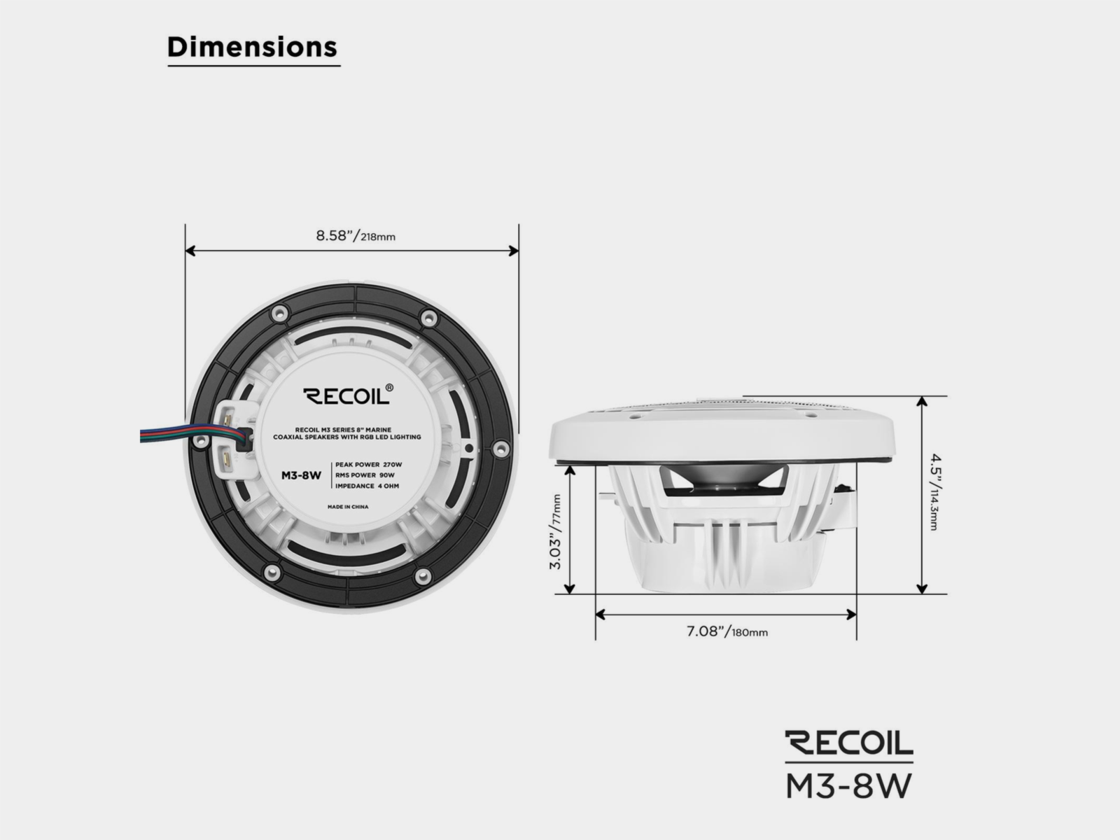 Lautsprecher Coaxial Recoil Marine 2-Wege 200mm/80W RMS