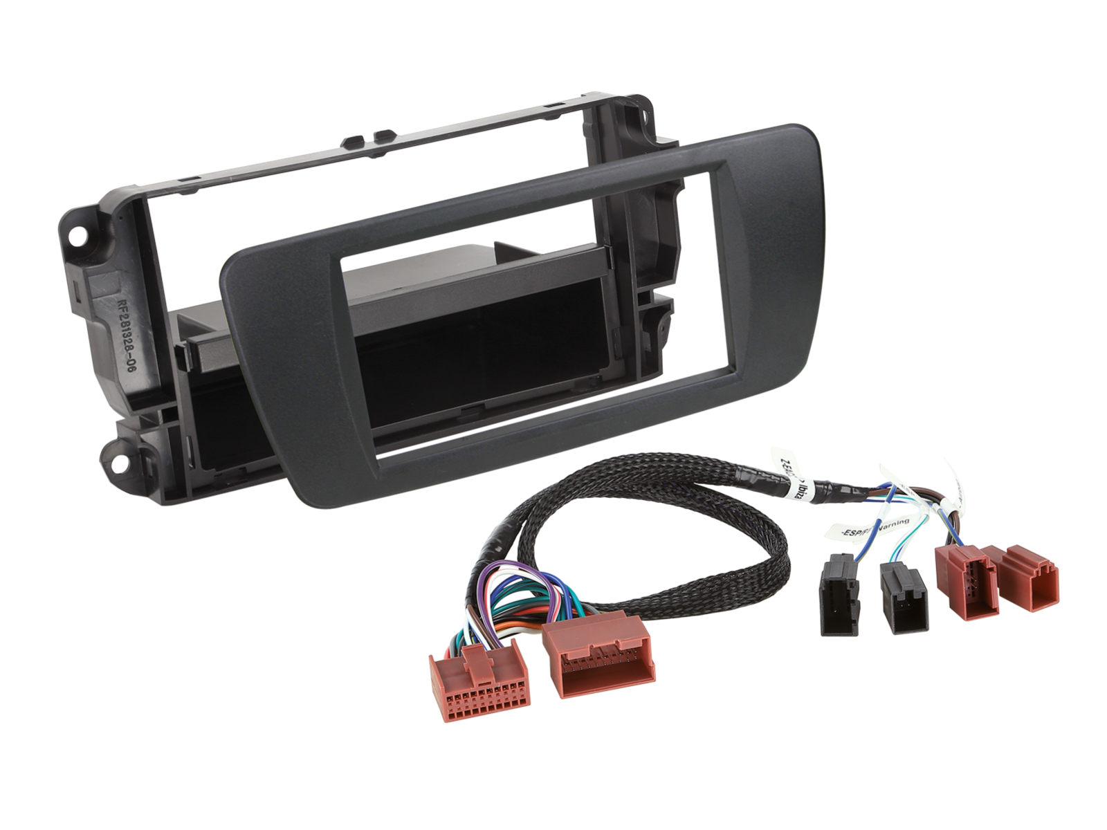 2-DIN Radioblende mit Fach Seat Ibiza nit schwarz/Kabelsatz