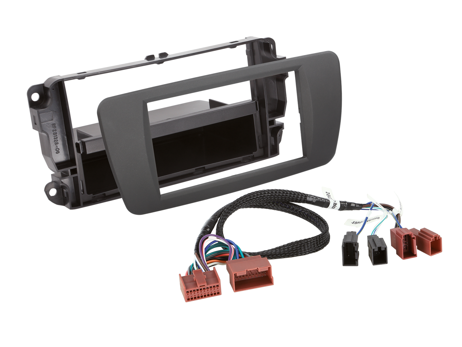 2-DIN Radioblende mit Fach Seat Ibiza tuam grau/Kabelsatz
