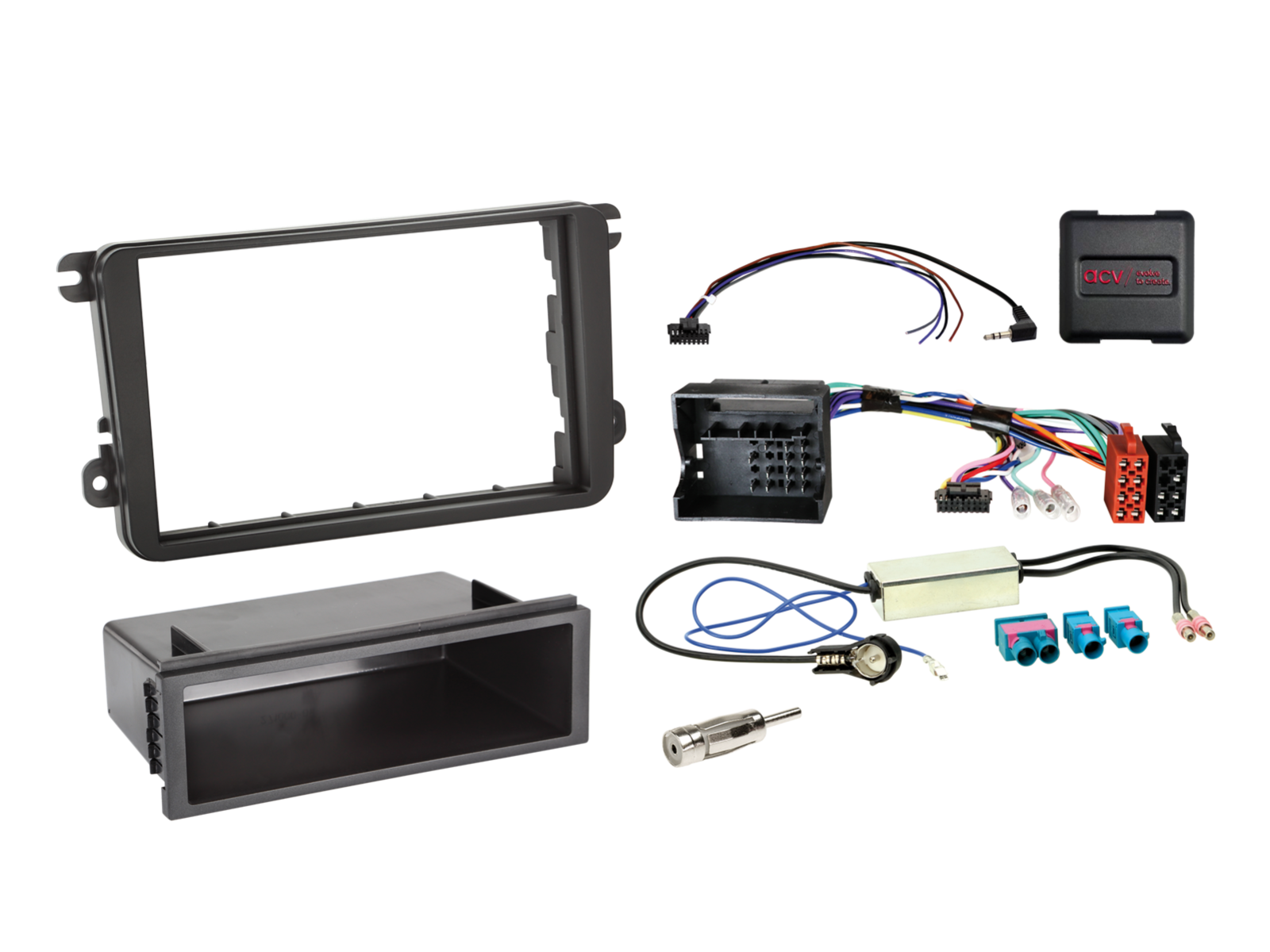 2-DIN Kit mit Fach Seat/Skoda/VW Fahrzeuge LFB/Antenne