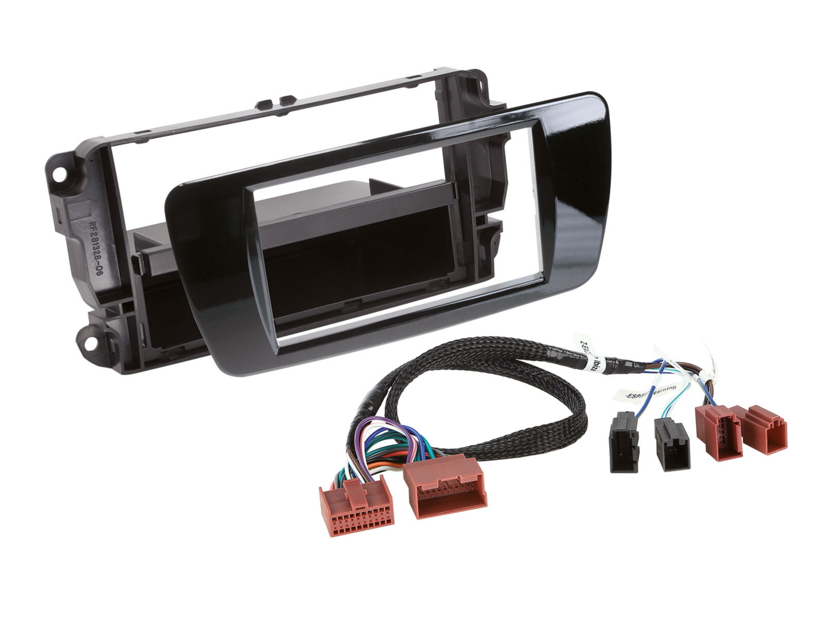 2-DIN Radioblende mit Fach Seat Ibiza Klavierlack/Kabelsatz