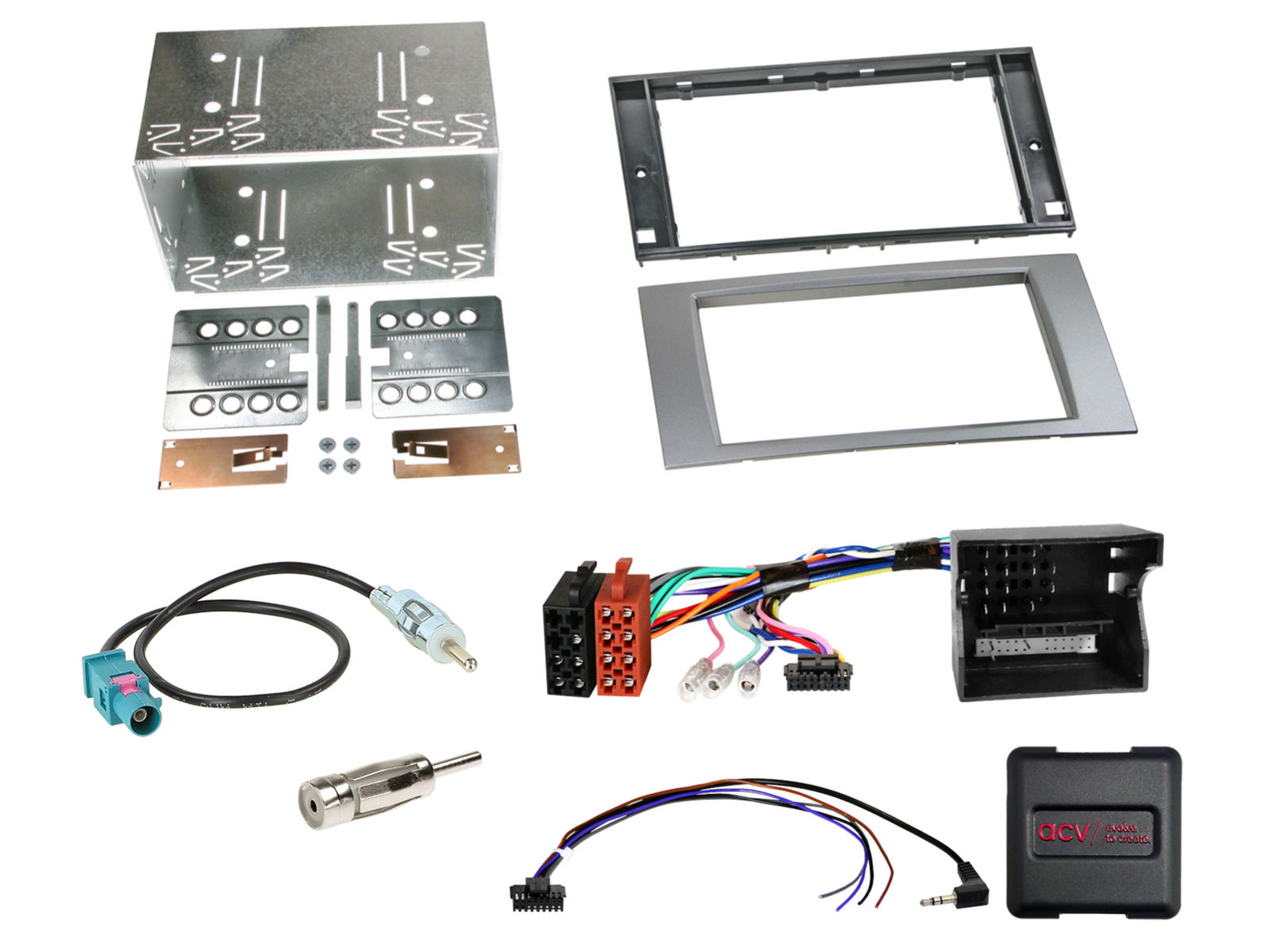 2-DIN Kit Ford Fahrzeuge silber LFB/CAN-Bus/Antenne