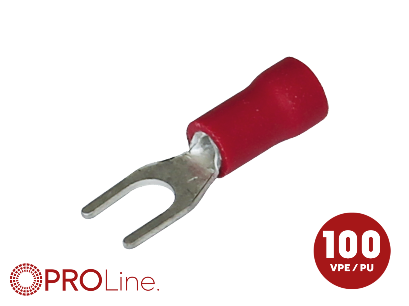 Gabelkabelschuh 0,5mm²-1,5mm²/4,4mm rot S 100 Stück