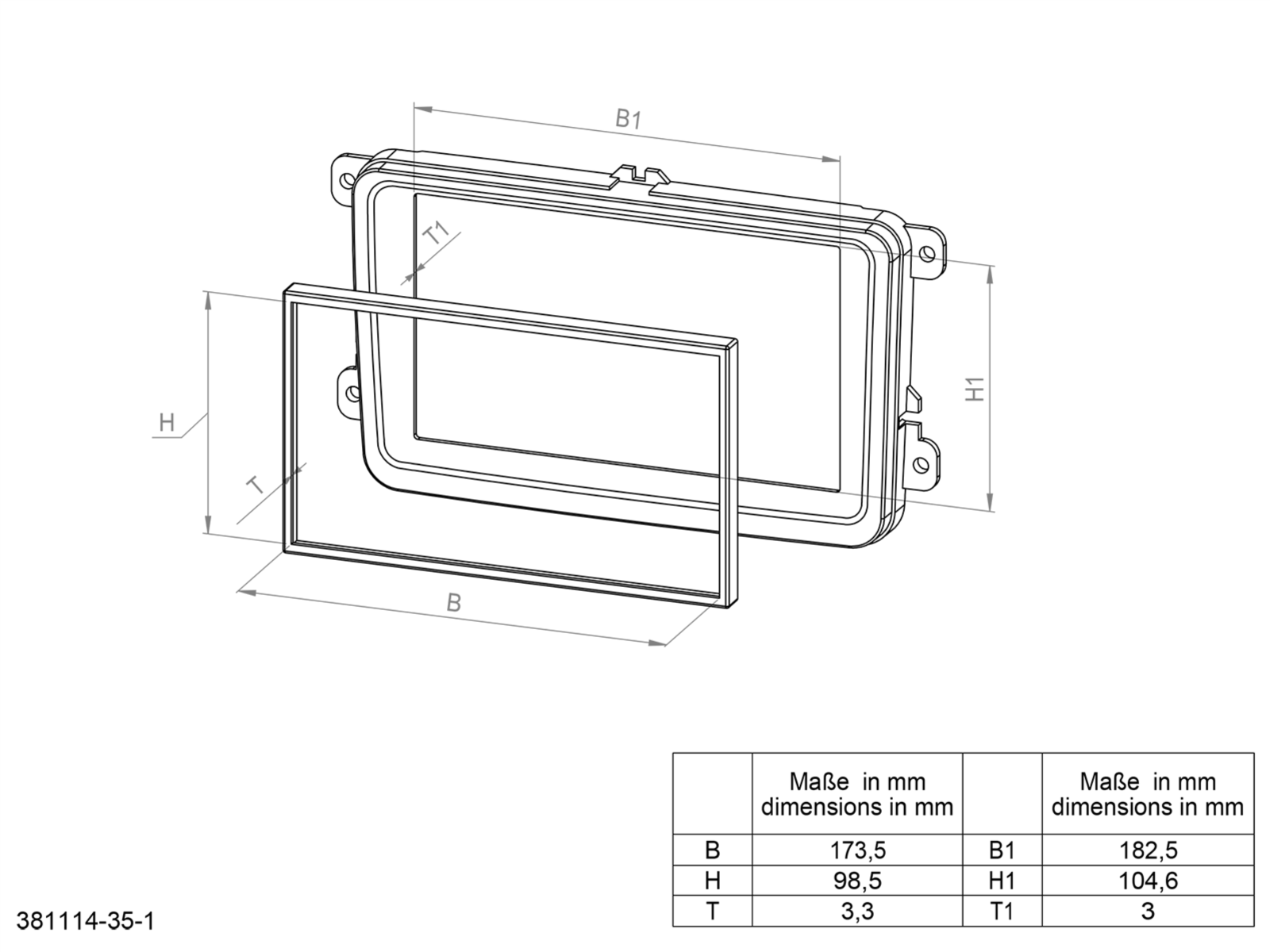 2-DIN Radioblende Ford Ranger(2AB) 01/2016-01/2019