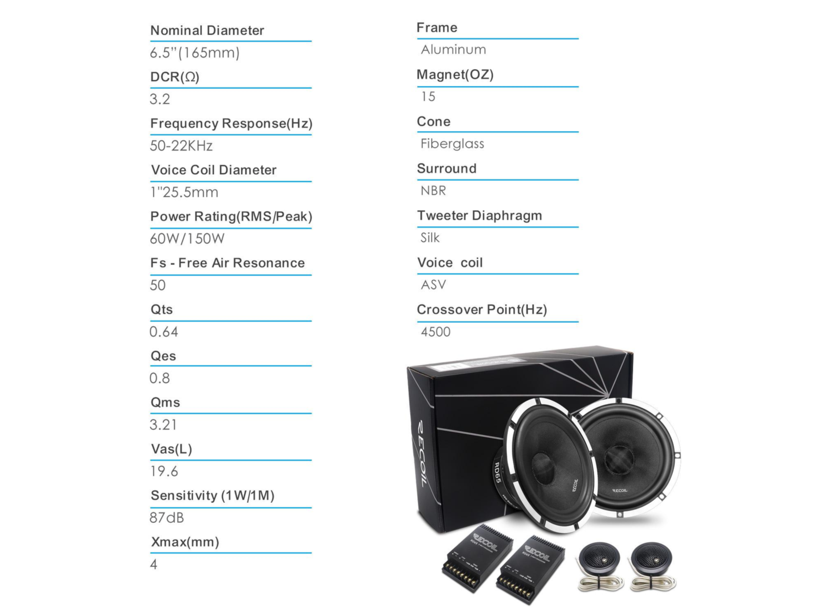 Lautsprecher Sytem Recoil Echo PRO 2 Wege 165mm/60W RMS