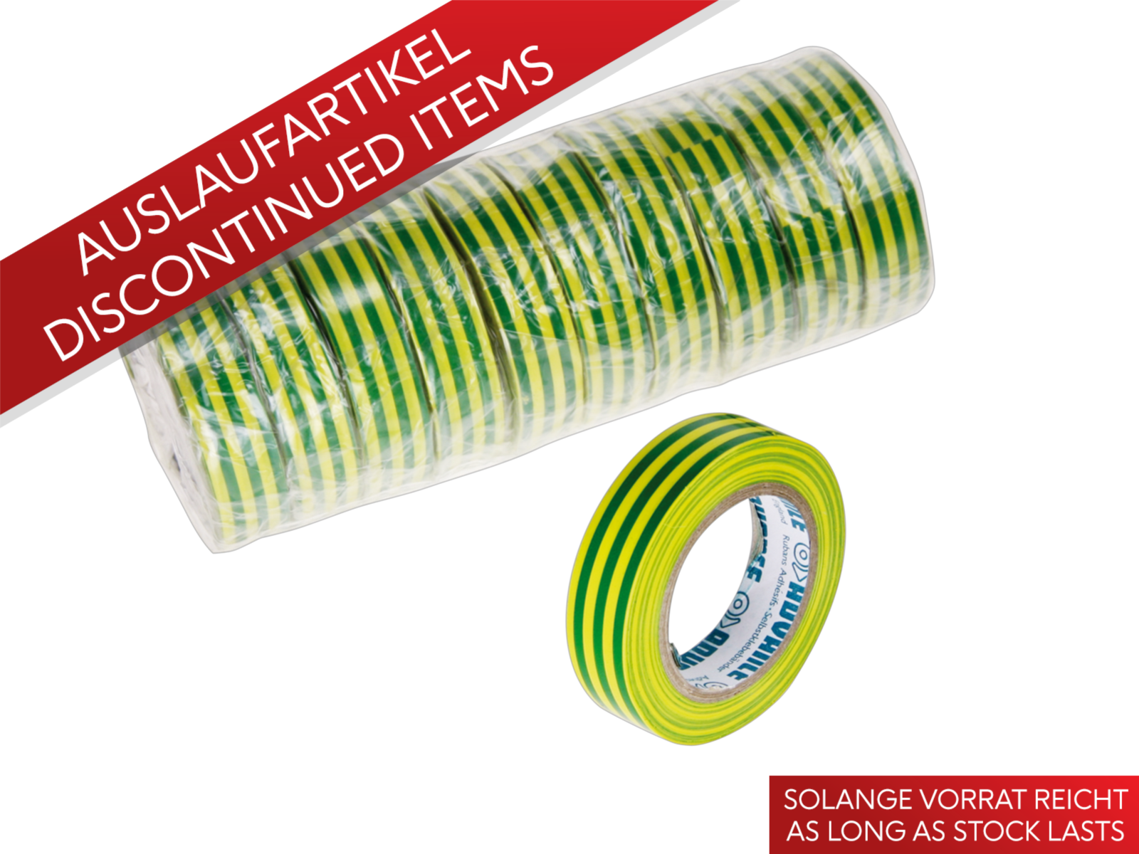Klebeband Weich-PVC 15mm x 10m grün/gelb 10 Stück