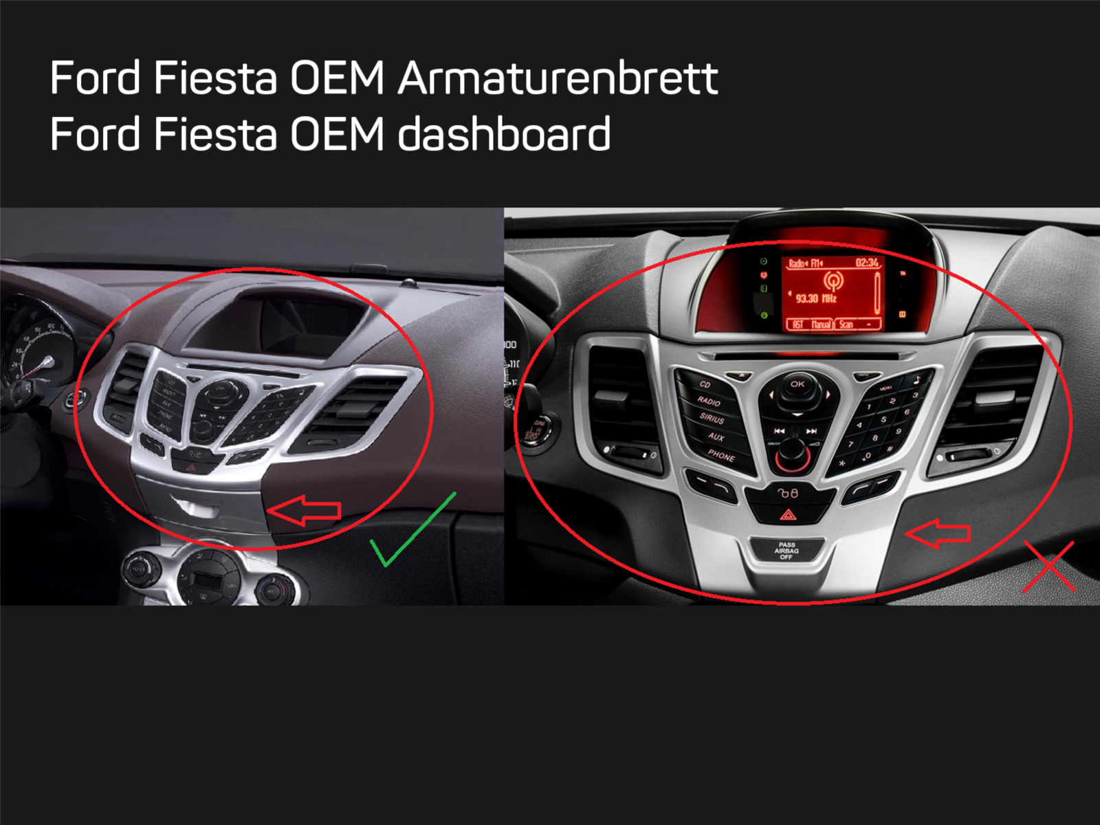 2-DIN Radioblende INBAY® Ford Fiesta mit Display silber