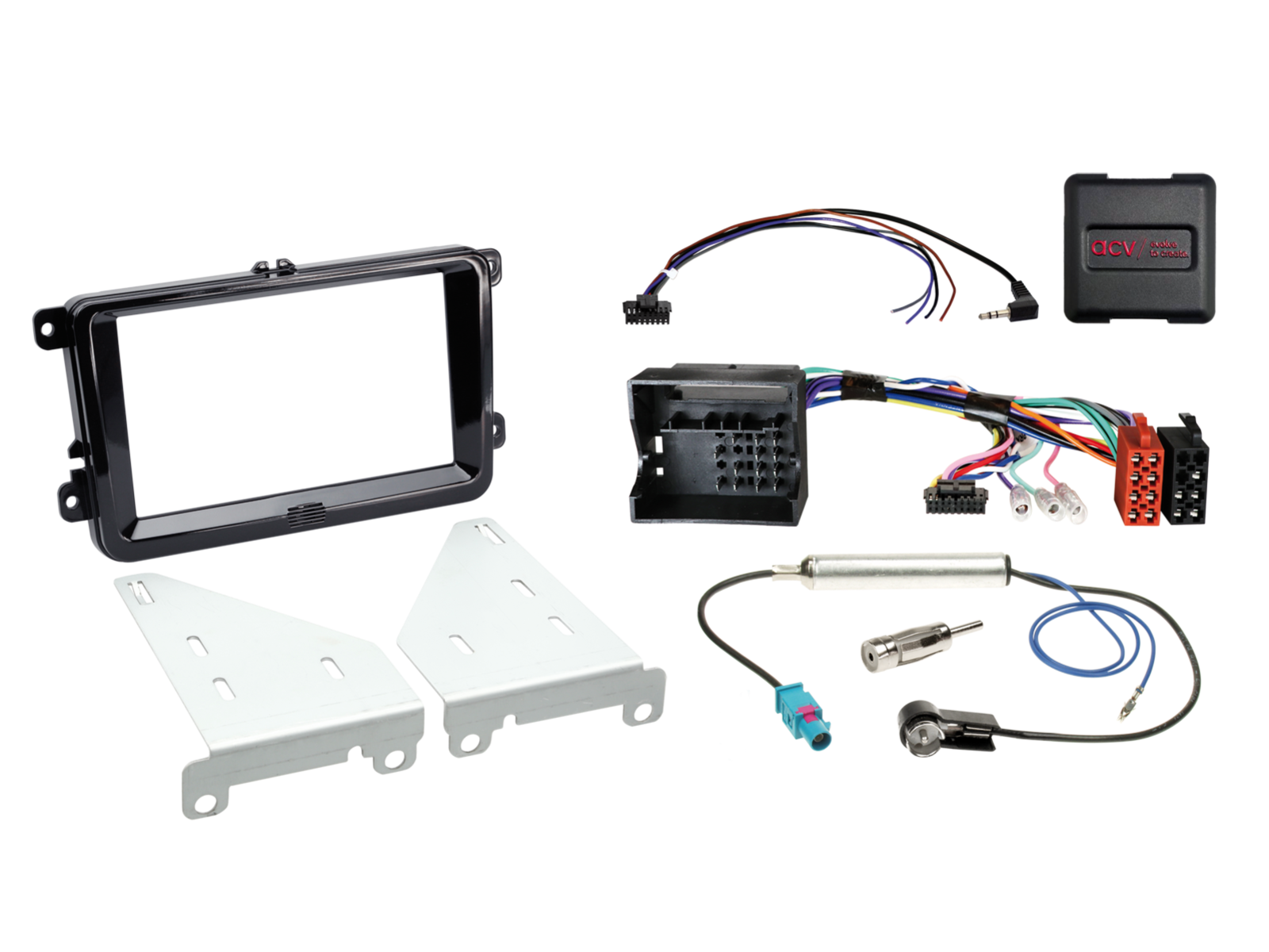 2-DIN Kit Seat/Skoda/VW LFB/Antenne Klavierlack