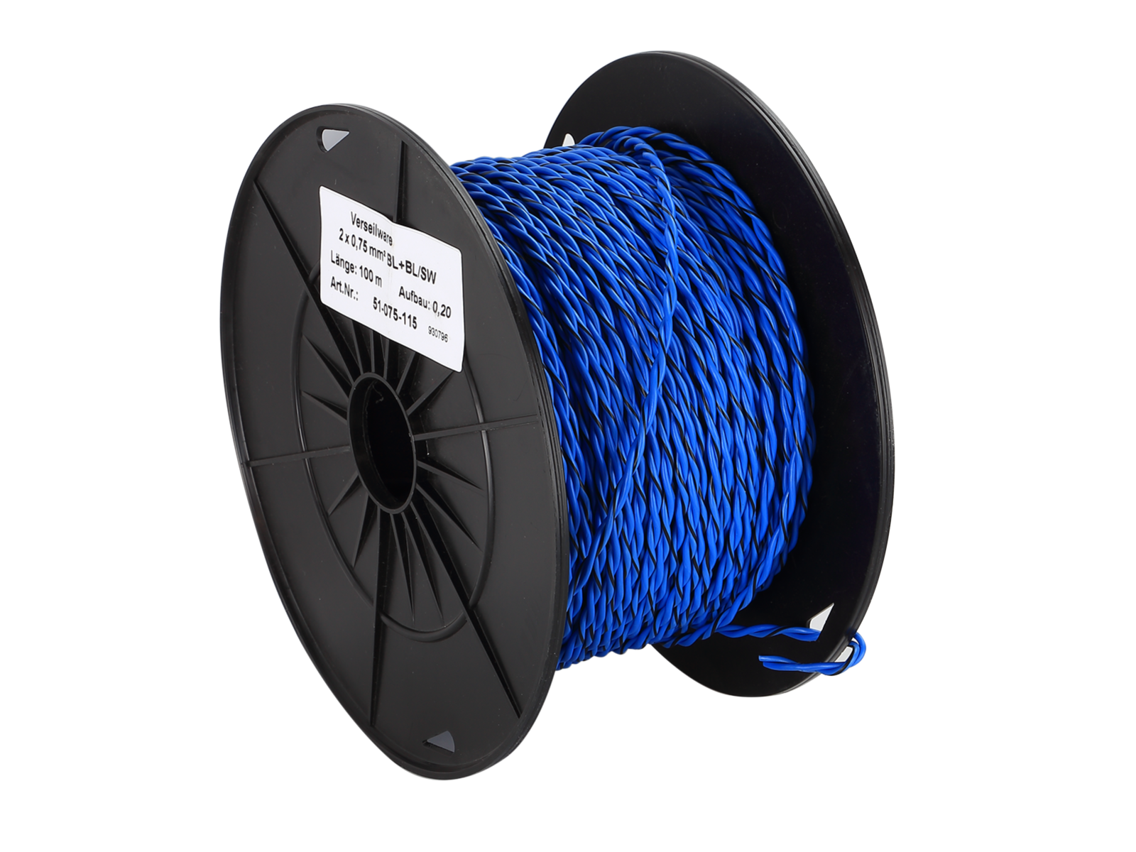 Lautsprecherkabel verdrillt 2x0.75mm² blau/blau-schwarz 100m