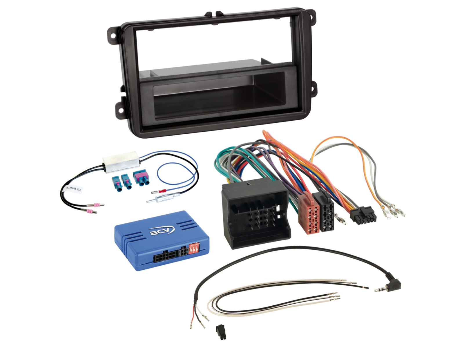 2-ISO Kit mit Fach Seat/Skoda/VW Fahrzeuge LFB/Antenne DIN