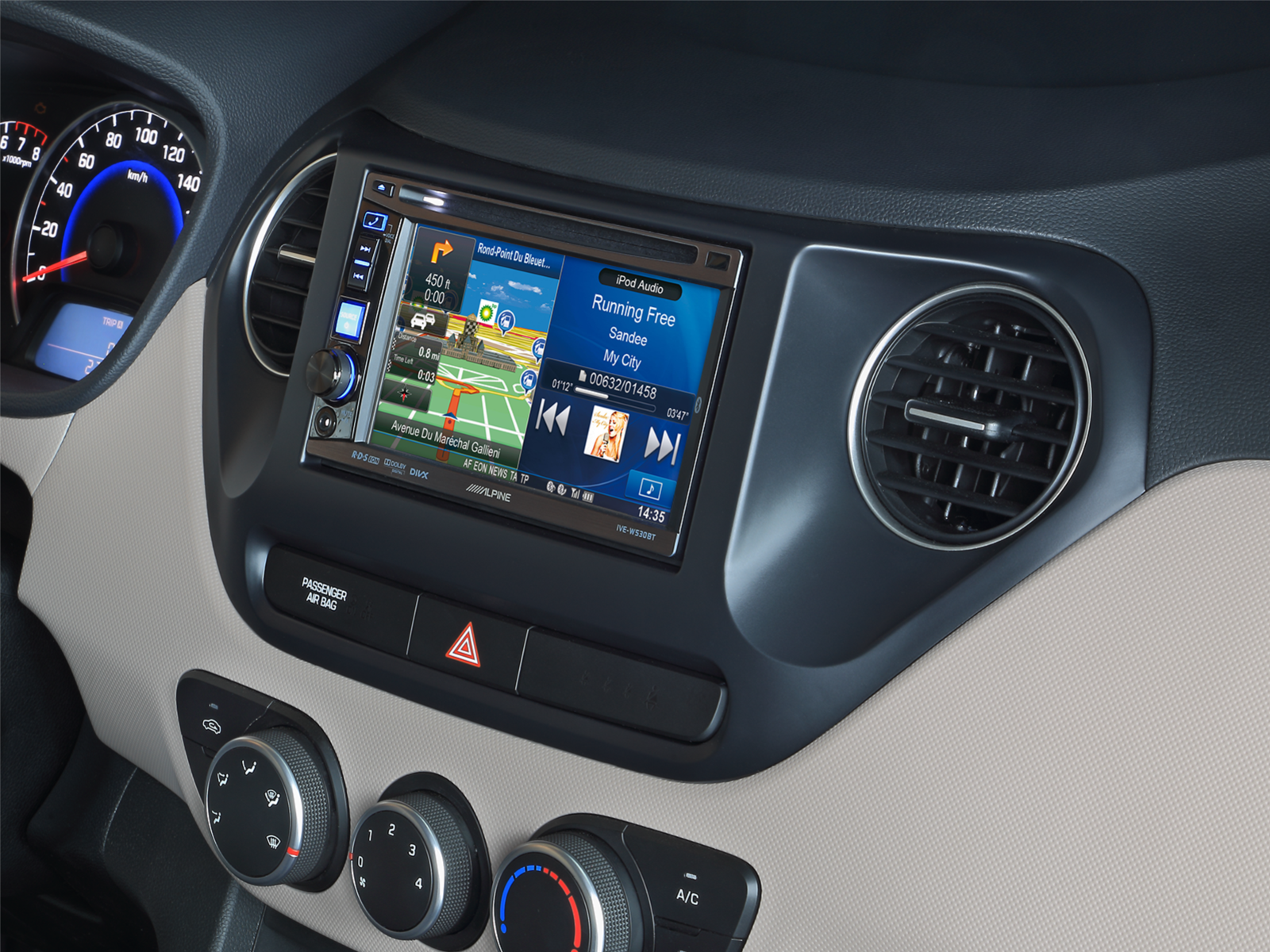 2-DIN Radioblende Hyundai I10 11/2013-12/2019 LHD schwarz