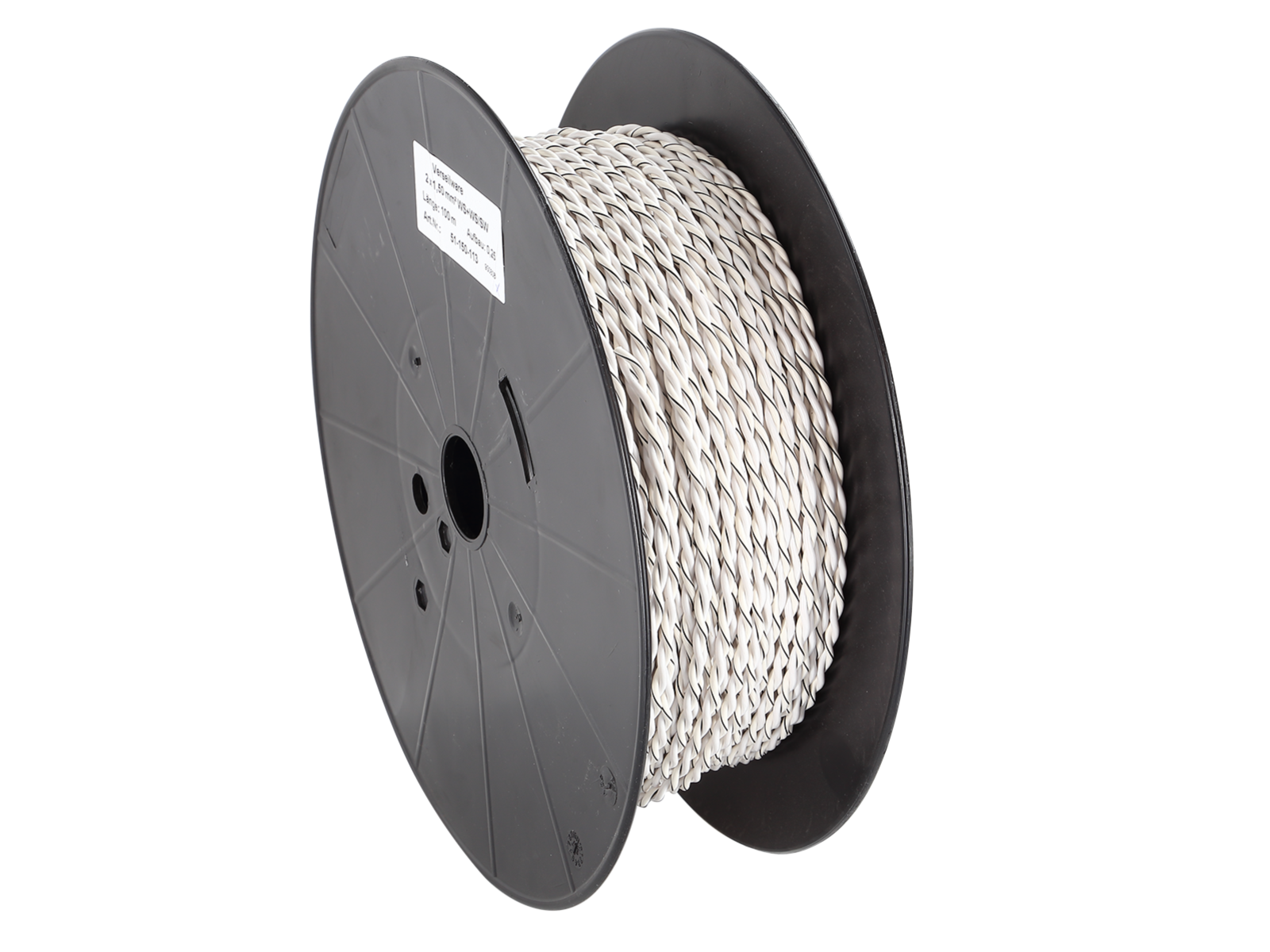 Lautsprecherkabel verdrillt 2x1.50mm² weiß/weiß-schwarz 100m
