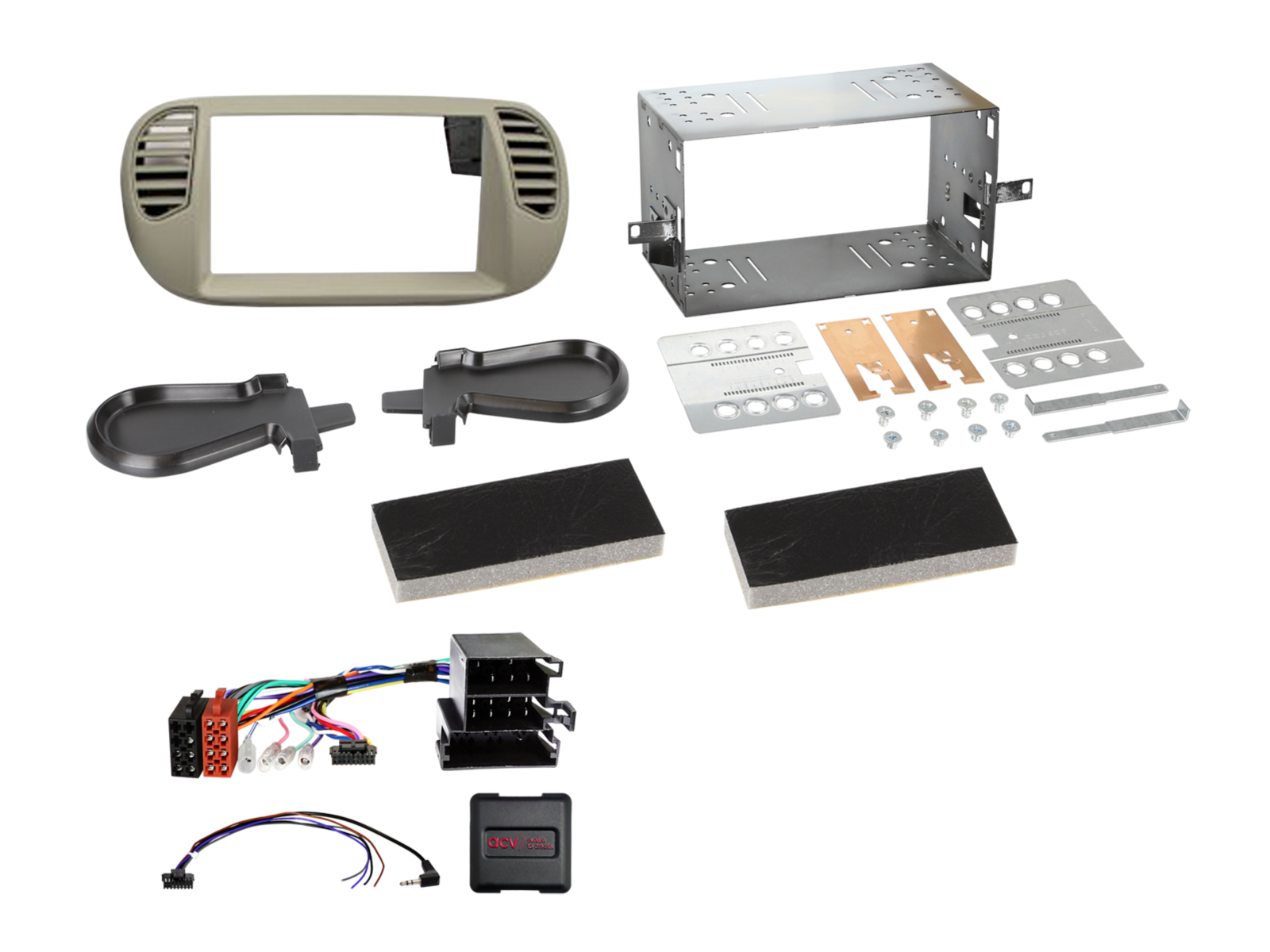 2-DIN Kit Fiat 500 10/2007-07/2015 LFB Perlgrau