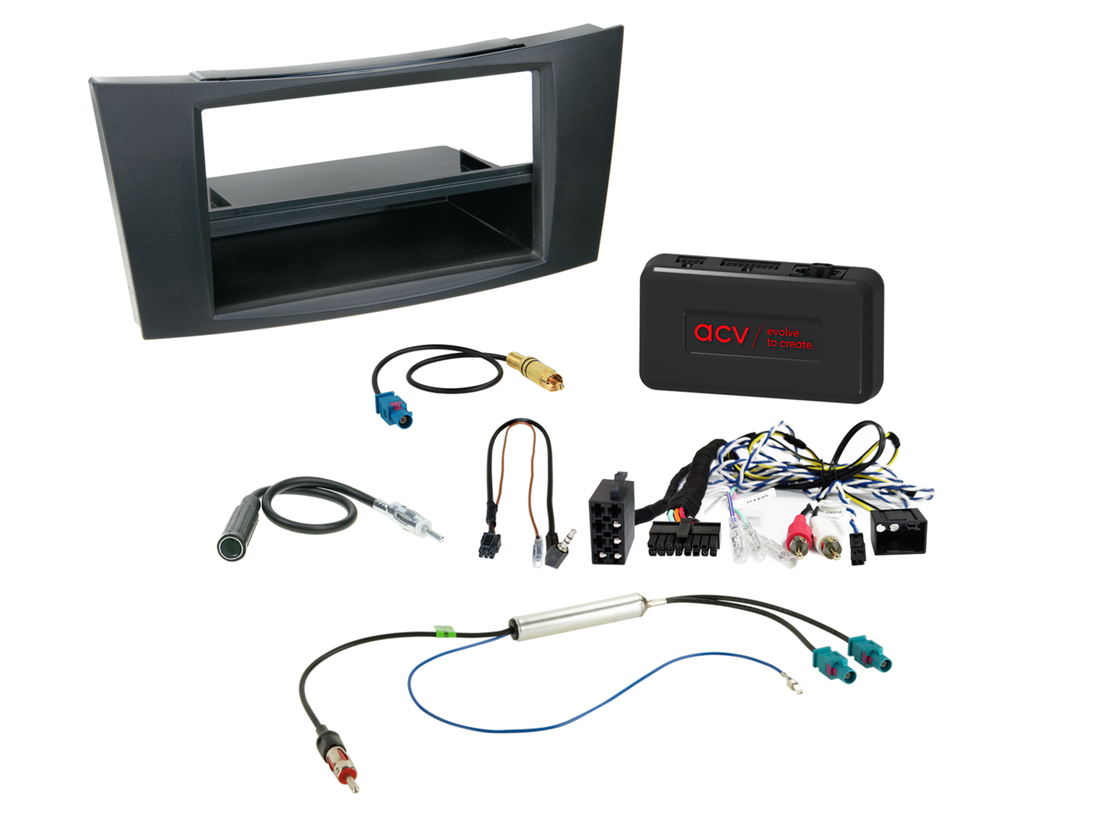 2-DIN Kit mit Fach Mercedes CLS/E-Klasse LFB/Antenne/Amp
