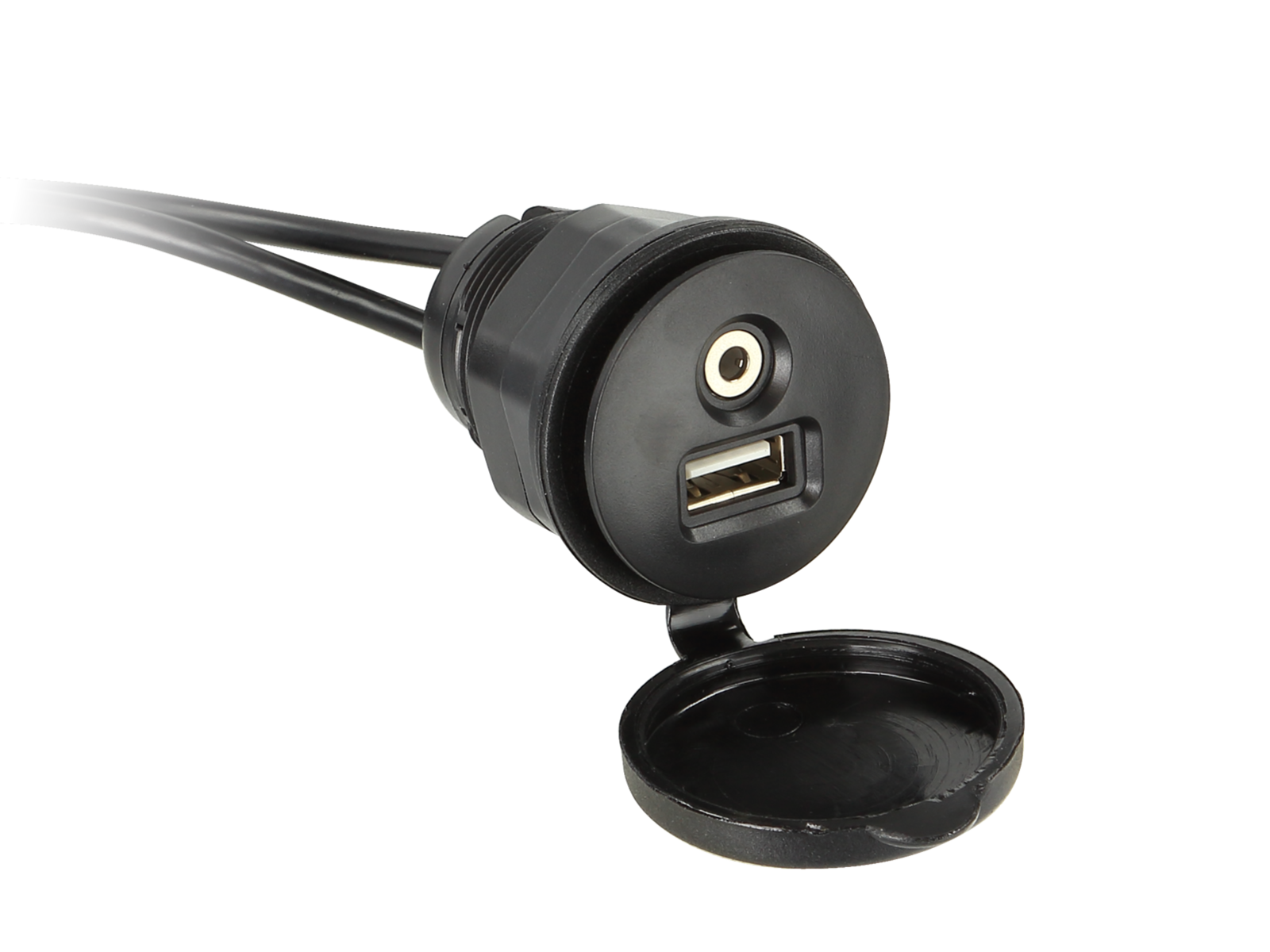 USB/AUX Einbaubuchse USB-A/Klinke spritzwassergeschützt