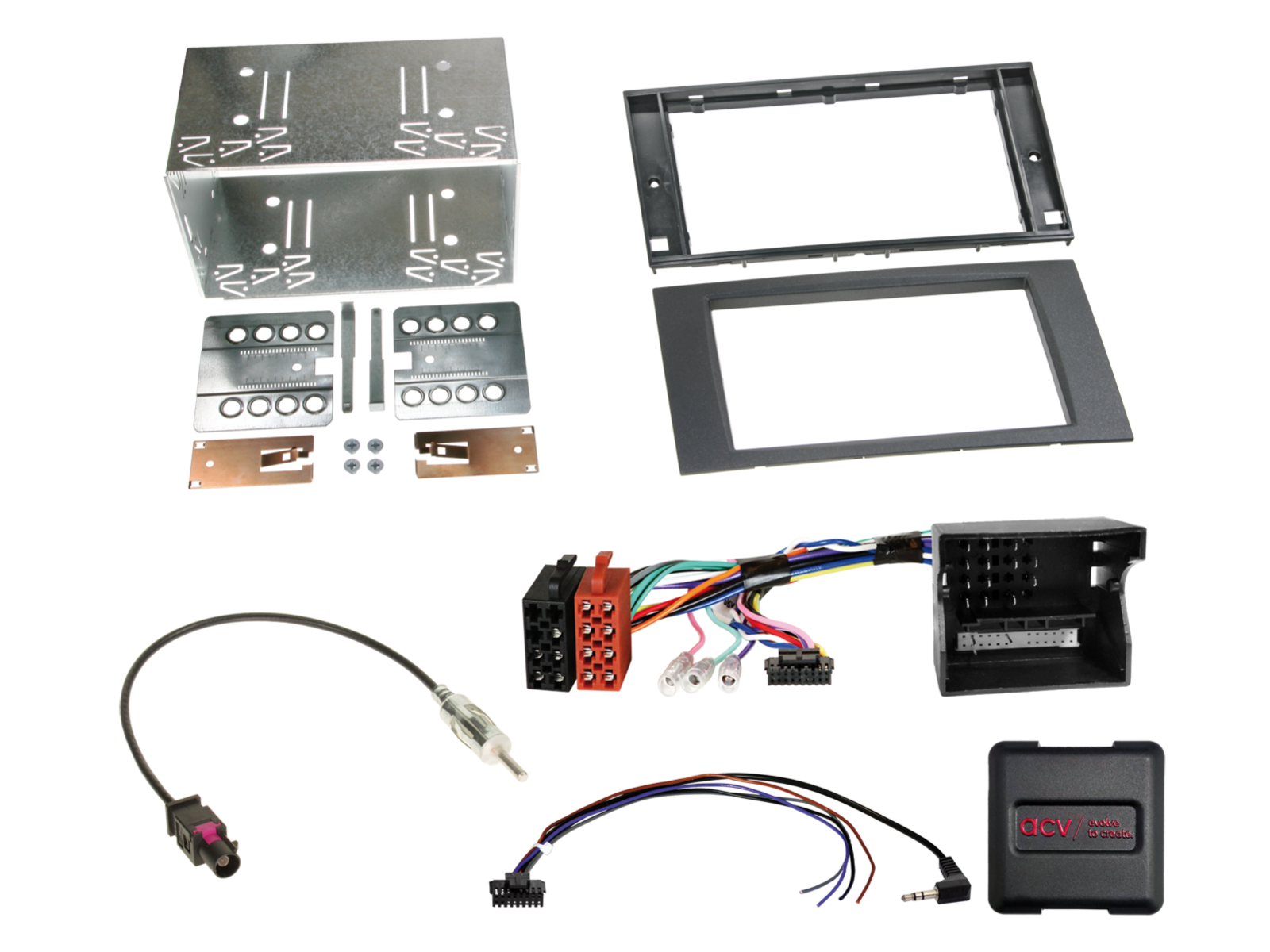 2-DIN Kit Ford Fahrzeuge schwarz LFB/CAN-Bus/Antenne Fakra