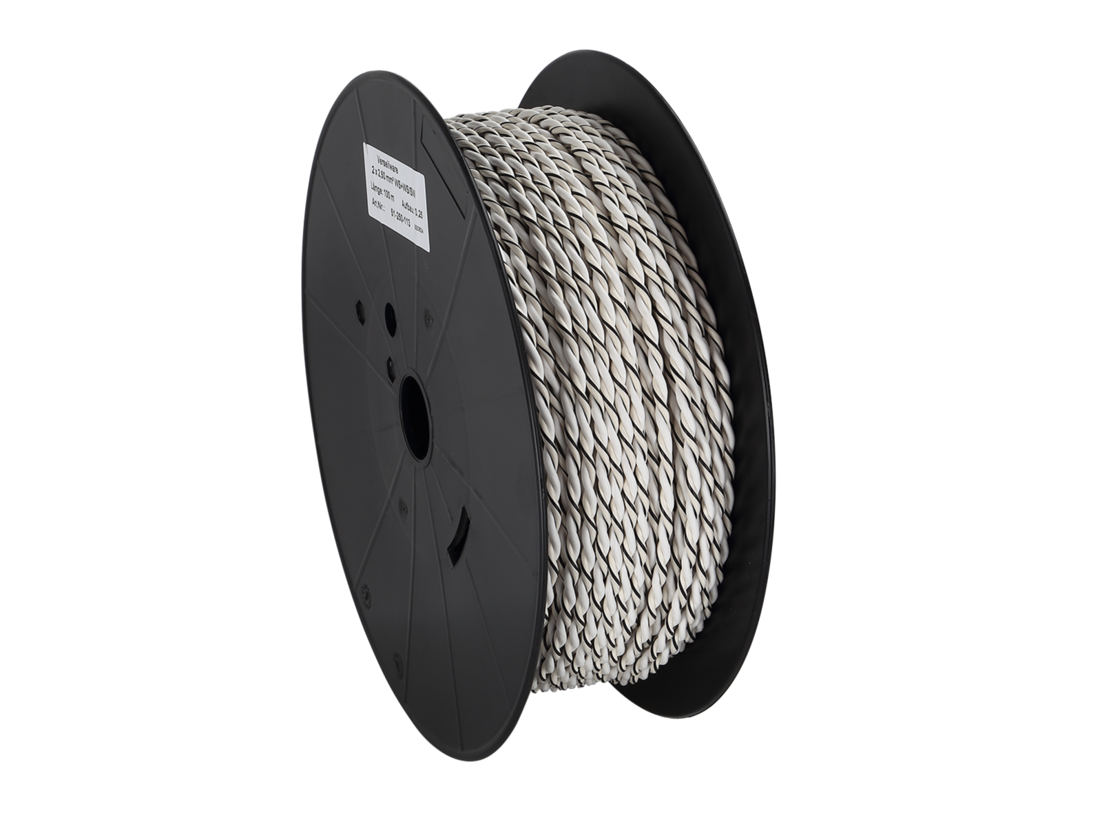 Lautsprecherkabel verdrillt 2x2.50mm² weiß/weiß-schwarz 100m