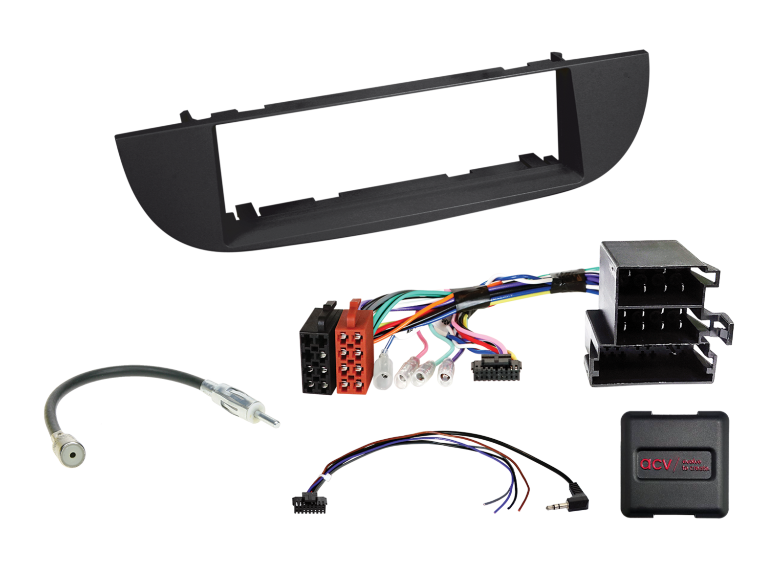 1-DIN Kit Fiat 500(ZAF 312) schwarz 2007-2015 LFB/Antenne