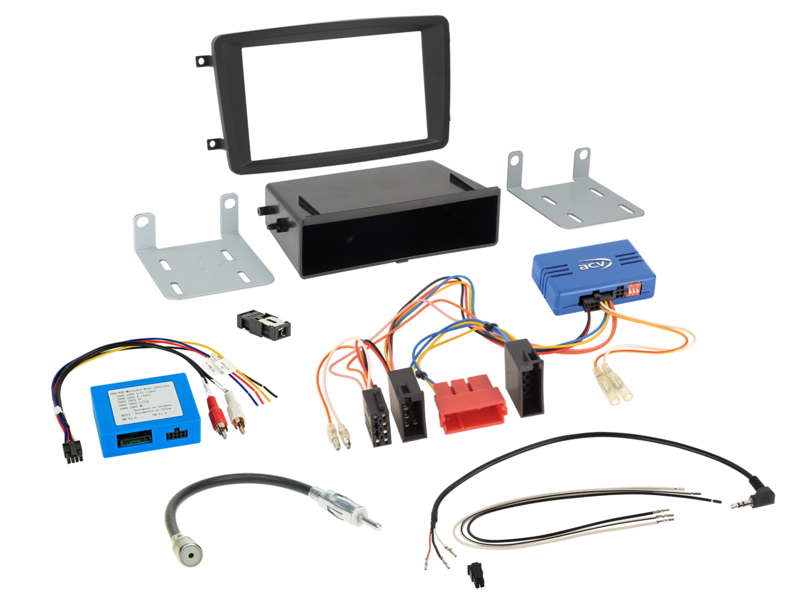 2-DIN Kit mit Fach C-Klasse/CLK-Klasse LFB/Antenne/Amp D2B
