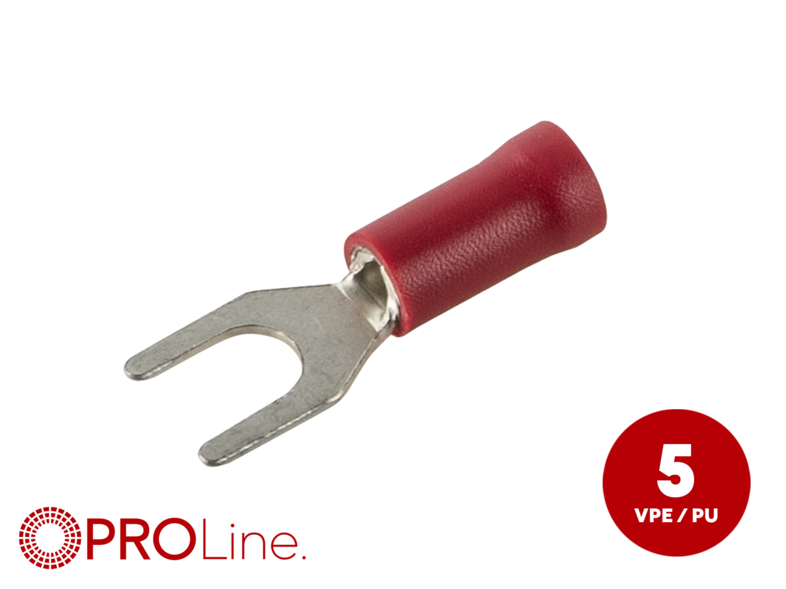 Gabelkabelschuh 0,5mm²-1,5mm²/4,4mm rot  ST 5 Stück