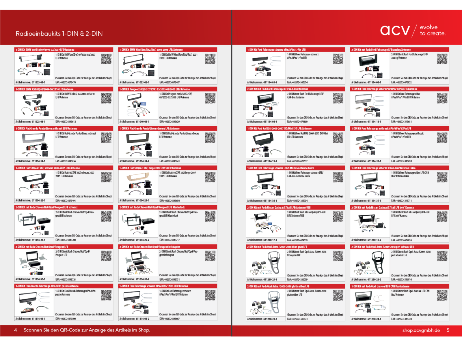 acv 1-DIN/2-DIN Radioeinbaukits Broschüre deutsch
