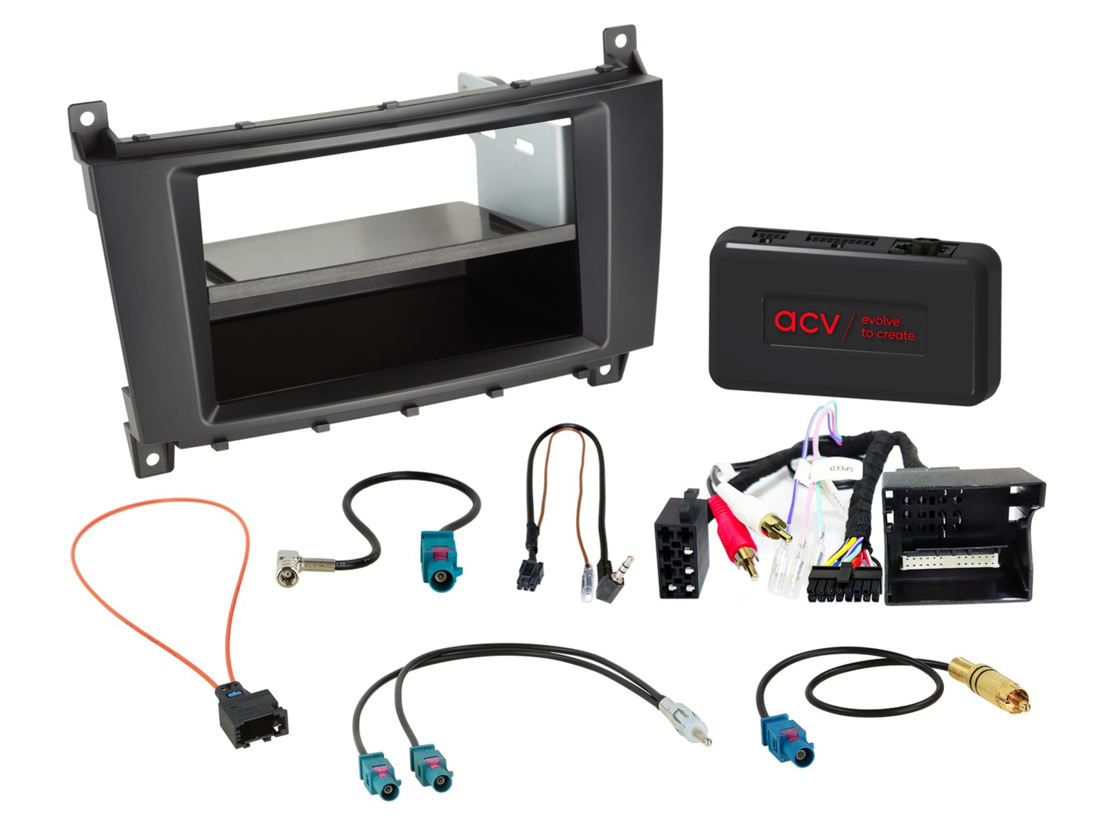 2-DIN Kit mit Fach Mercedes C-Klasse 2004-2008 LFB/Amp