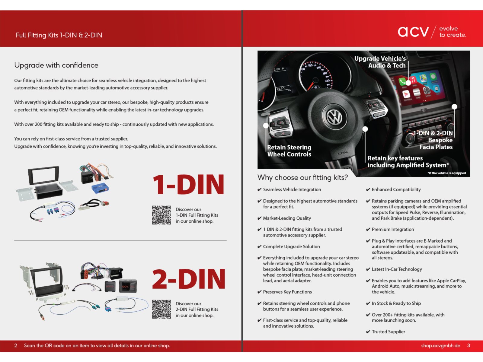 acv 1-DIN/2-DIN Radioeinbaukits Broschüre englisch