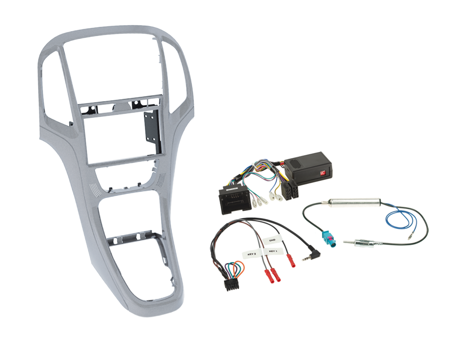 2-DIN Kit Opel Astra J 2009-2018 platin silber LFB/Antenne