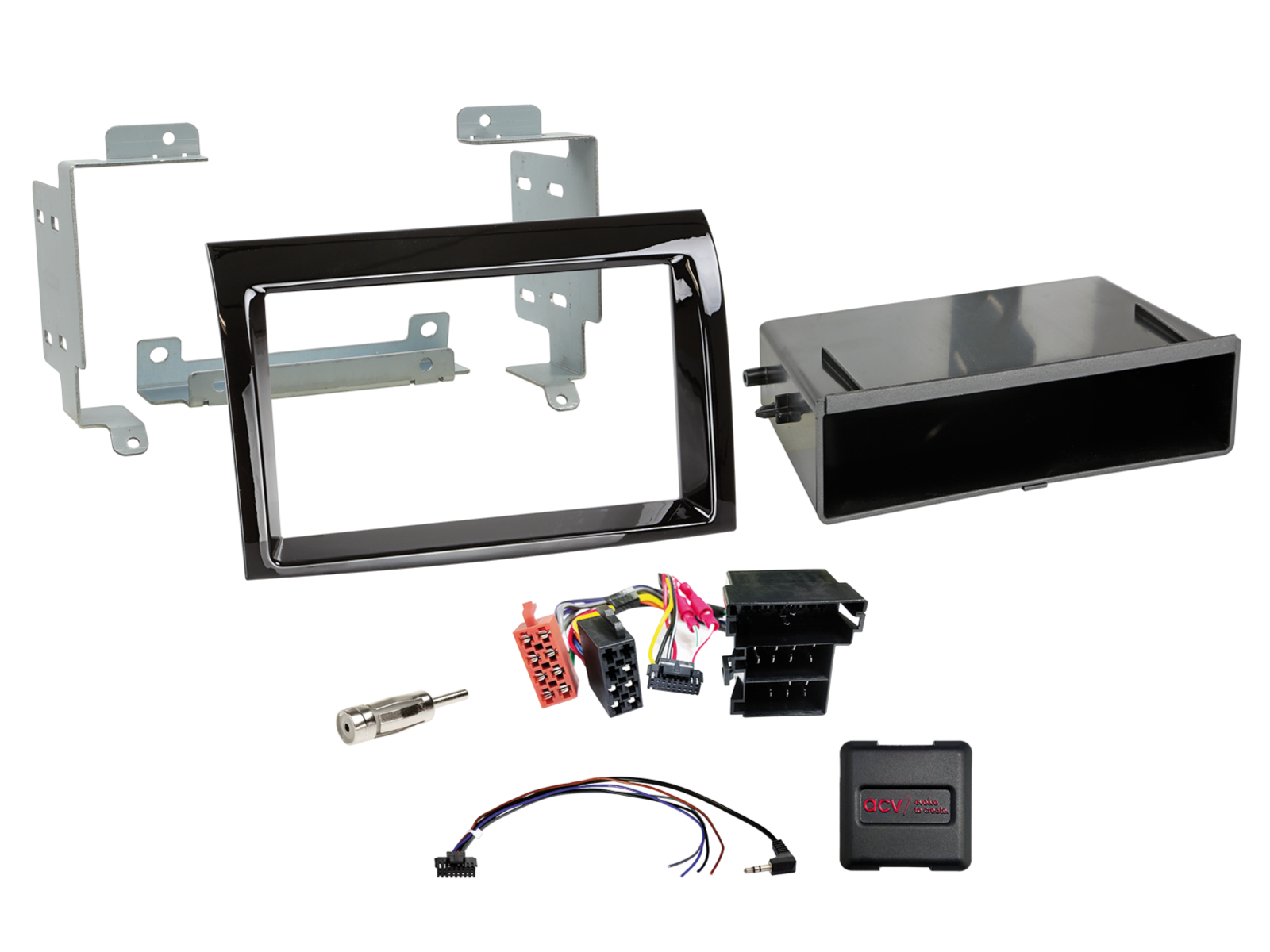 2-DIN Kit mit Fach Citroen/Fiat/Opel/Peugeot LFB Klavierlack