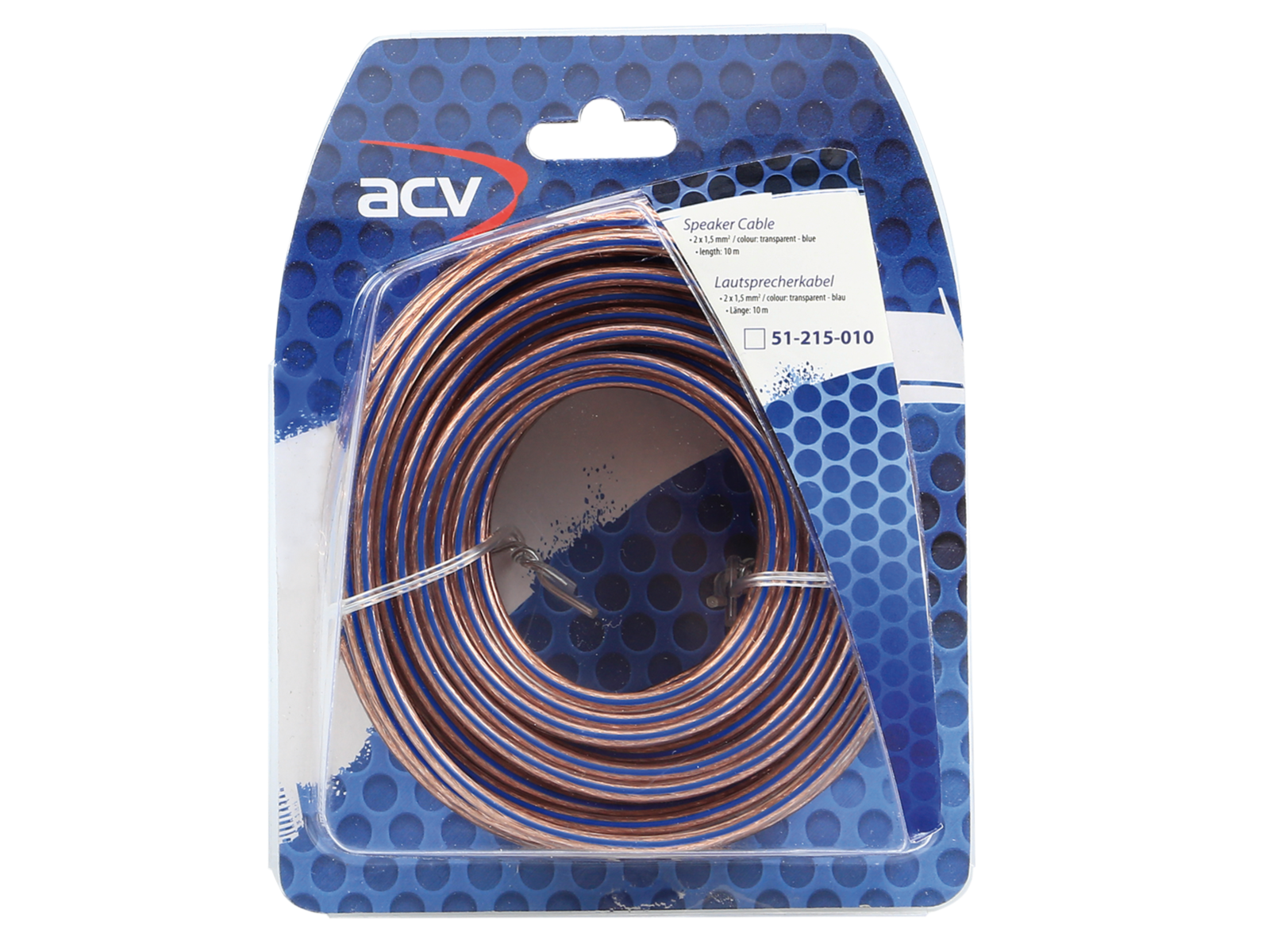 Lautsprecherkabel 2x1,50 mm transparent/blau Blister 10m
